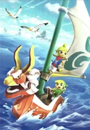Hyrule Warriors Legends Artwork King of Red Lions, Toon Link, and Tetra (Artbook Portrait).png (471 KB) Artwork of the King of Red Lions using the Windfall Sail from the official artbook for Hyrule Warriors Legends