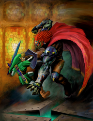Artwork de Link luchando contra Ganondorf