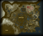 A map of Greater Hyrule from Breath of the Wild