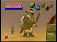 La máscara de gigante en acción en Majora's Mask.