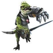 Promotional Render of a Dinolfos wearing its Arm Guard from Hyrule Warriors