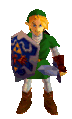 Animation of Link checking his Hylian Shield in Ocarina of Time