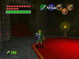 Link inside the castle's inner tower, leading to a staircase