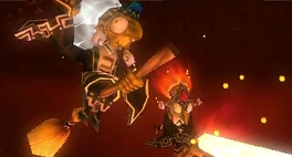 Kotake and Koume in , with the latter shooting flame Magic