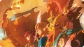 A promotional image from the Winter 2021 issue of the Nintendo Magazine featuring Link and the Four Champions