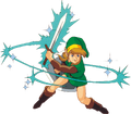 Artwork of Link performing a Spin Attack from Link's Awakening