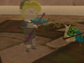 Fado and Makar playing the "Wind God's Aria" to restore the Master Sword's power