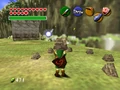 Child Link lifting a small Rock from Ocarina of Time