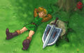 Link resting under a tree in the remake of A Link to the Past