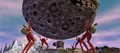 The Four Giants working together to stop the Moon from crashing into Termina in Majora's Mask