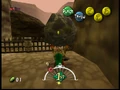Goron Link lifting a large gray Rock, even though his lifting animations were unused in Majora's Mask