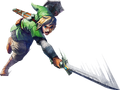 Artwork of Link swinging the Goddess Sword from Skyward Sword