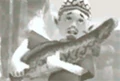 Picture of Ocarina of Time's Fishing Hole Man holding a Hylian Loach from Twilight Princess