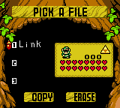 A Hero's game file on the File Selection Screen, identified by the Triforce symbol