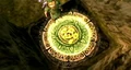 A Sky character hidden beneath an Owl Statue