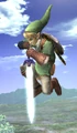 Link performing the Down Thrust in Super Smash Bros. Brawl