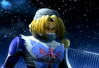 Sheik playing the Goddess's Harp in the opening sequence from Super Smash Bros