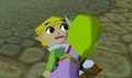 Princess Zelda hugging Link