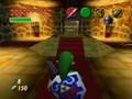 Link inside a restored room of Ganon's Castle taken from the beta version of Ocarina of Time