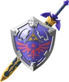 Master Sword in its Scabbard and the Hylian Shield