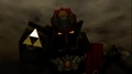A furious Ganondorf using the Triforce of Power to become Ganon in the final battle of Ocarina of Time