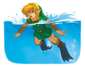 Artwork of Link swimming with the Zora's Flippers from A Link to the Past & Four Swords