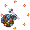 Ganon using his trident to summon Blazing Bats in A Link to the Past