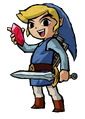 Blue Link clutches a Red Rupee in Four Swords