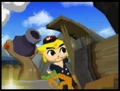 Link riding in his locomotive