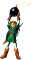 Artwork of Link holding a Bomb from Ocarina of Time