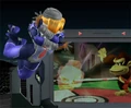 An official screenshot of Sheik using Vanish in Super Smash Bros. Melee