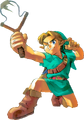 Artwork of Link using the Fairy Slingshot in Ocarina of Time