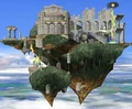 An official screenshot of the Temple from Super Smash Bros. Melee