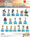 Promotional poster detailing the potential items that can be obtained by tapping particular The Legend of Zelda amiibo when using the amiibo Rune