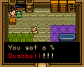 Link receiving the Dumbbell from Mamamu Yan in Oracle of Ages