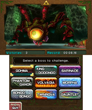 The Boss Challenge selection screen