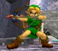 Young Link charging the Fire Bow from Super Smash Bros. Melee