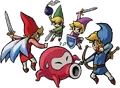 The four Links attacking an Octorok