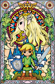 Tww Princess Zelda Link målat glasskonstverk