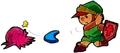 Link attacking an Octorok with the Boomerang