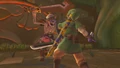Link fighting a Stalfos