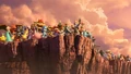 Link and Zelda standing with other Fighters in the World of Light