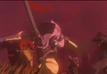 A Blue Lizalfos being summoned from Gloom alongside a Blue Bokoblin, a Gibdo, and a Moblin in Tears of the Kingdom.