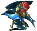 Artwork of Urbosa with the Scimitar of the Seven and Daybreaker from Breath of the Wild