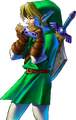 Adult Link playing the Ocarina of Time