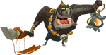 A Moblin in The Wind Waker uses Cloth Simulation to animate the ribbons hanging from his spear