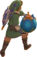 Link preparing to roll a Bomb from Skyward Sword