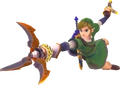 Link using the Clawshots from Skyward Sword