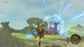 A Decayed Guardian attacking Link in Breath of the Wild