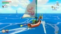 Link sailing through the Great Sea with the Swift Sail in The WInd Waker HD